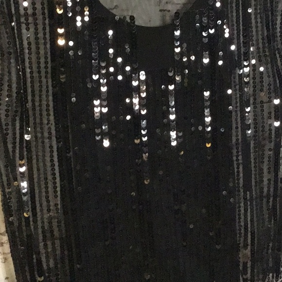 ✨I.N.C Black Sequin Mesh Top Woman's Size Small - Picture 2 of 6